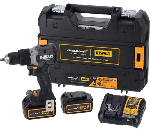 DeWalt DCD85MP2T McLaren F1 18V XR Cordless Brushless Combi Hammer Drill with 2 x 5AH Batteries, Charger & Case