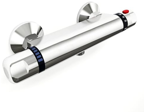 Simple Bathrooms Thermostatic Bar Shower Mixer Modern Chrome Valve, Only 1 Outlet(Suitable for Handheld Shower), Hot & Cold Water Mixer Intelligent Constant Temperature