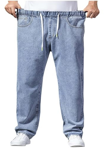 Generisch Jeanshosen Herren Herbst Schnürung Jean Hosen mit Taschen Klassisch Stretch Denimhose Weites Bein Loungehose Super Flex Stoffhose Bequeme Baggy Herrenhose Praktische Trousers