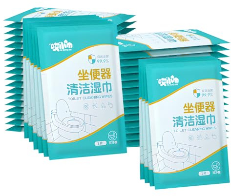 Lingettes WC Extra Épaisses, 30 Lingettes Humides Grand Format (180x140 mm), Emballées Individuellement pour l'Hygiène, Nettoyage des Toilettes, lingettes humides rapidement solubles dans l'eau
