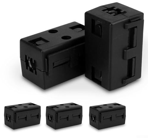 Abrazadera de cable de núcleo magnético de ferrita para reducir interferencias electromagnéticas, compatible con cables de 5 a 12,5 mm, filtro cuadrado negro con clip (13 mm)