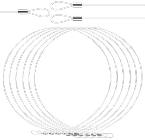 HINTRMENT Kit de 12 Cuerdas de Nylon para Colgar Cuadros Doble Lazo, Color Plata, Resistencia Alta y Fácil Fijación para Bodas y Fiestas