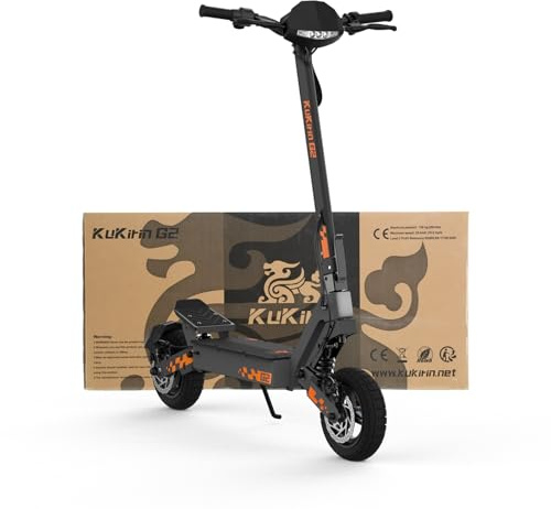 KUKIRIN G2 Electric Scooter for Adults, 55km Long Range, Foldable E Scooter, 10-Inch Tubeless Tyres, Dual Suspension, Dual Disc Brakes, Touch Display, IPX4 Water Resistant, EN17128