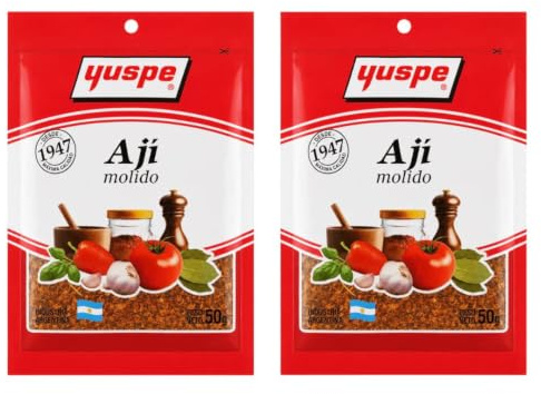 Yuspe Ají Molido 50 g x 2 | Pack de 2 Unidades | Condimento Picante para Carnes, Empanadas, Guisos y Comida Argentina | Ají Triturado de Sabor Intenso