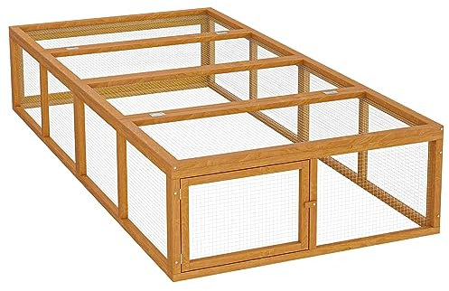 Wiltec XXL Freilaufgehege Holz 1800 x 900 x 480 mm, Kasten Stall mit klappbarer Abdeckung, Kleintierstall Kaninchen Hasen, Freigehege