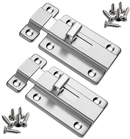 Boulons de porte,YMWALK 2 pièces Loquets de porte de sécurité en acier inoxydable de 4 pouces avec vis pour tous les types de portes internes