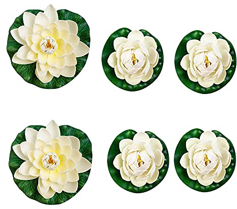 HIQE-FL Fiori Galleggianti per Laghetti,Fiori di Loto Galleggianti Veri,Artificiale Ninfee Galleggianti,Piante di Loto