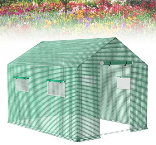 Froadp Serra da Giardino Casa del Pomodoro in Plastica con Coperture Anti-UV Esterna Serra per la Coltivazione di Piante con Ripiani in Tubolare Zincato per la Coltivazione di Piantine (3mx2mx2m)