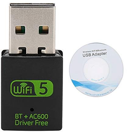 Akozon WiFi Dongle, Mini Trådlöst Nätverk Bluetooth-mottagare USB-adapter för PC Stationär Bärbar Dator Support Windows 10 8 8.1 7 Vista XP Vista OS600MB WiFi 4.2 Nätverkskort AC600