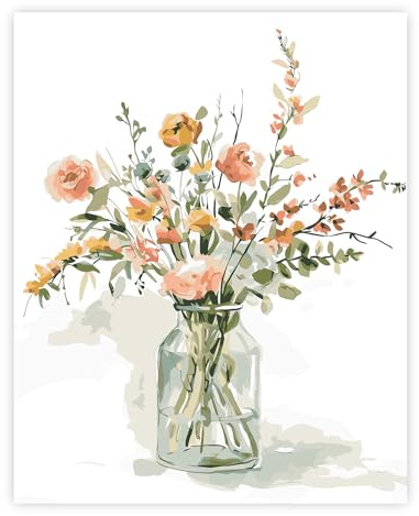 TARATH Peinture par Numéros Adulte Fleur pour Débutant, Décoration de la Maison, Sans Cadre (40 x 50 cm)