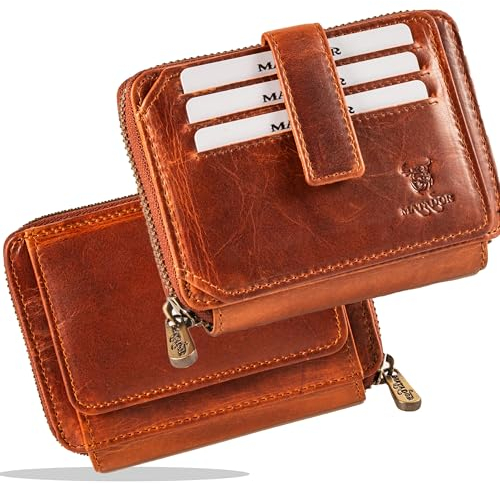 MATADOR Herren Geldbörse Leder #Granada NEXTGEN mit edler Geschenk Box, Eleganter Leder Geldbeutel Herren mit RFID Blocker, Luxus Portemonnaie mit Reißverschluss Viele Kartenfächer in Braun Vintage