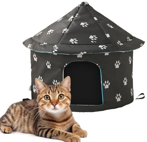 Niche D'extérieur pour Chat, Diamètre 40, Hauteur 41 Maison pour Chat pour L'extérieur, M Maison Chaude pour Chat, Résistante À l'hiver Et Pliable Convient Aux Chats Et Chiens De Moins De 15 Livres