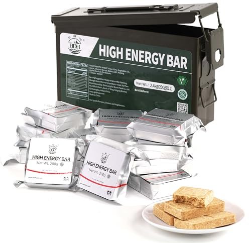 Notfall-Rationsriegel – wasserdichte Metall-Aufbewahrungsbox, Metall-Munitionsdose, lange Haltbarkeit, Notfall-Lebensmittelbedarf, 9 Tage Lebensmittelrationen für Outdoor, Camping, Wandern,