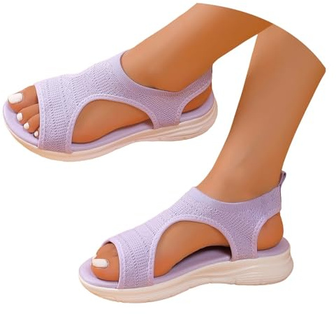 HOOUDO Sandali con Zeppa Donna Estive con Zeppa Comodi Scarpe Mesh Casual Leggero Sandalo Punta Aperta Antiscivolo Sportivo Morbida Scarpe da Trekking Traspirante Sandali Chiusi davanti Donna