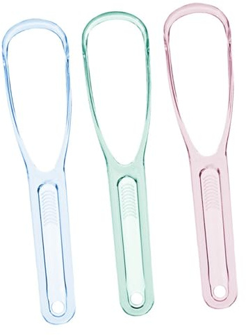 FOMIYES 3 Pezzi Puliscilingua per Adulti e in Materiale Alimentare Raschietti per Lingua Ergonomici Anti Alito Cattivo Strumenti Compatti per Igiene Orale Quotidiana