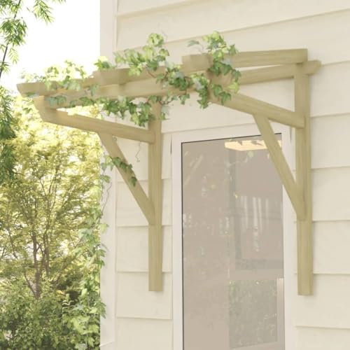 Mokuyary Auvent de Porte 100x100x80 cm Bois de pin Massif imprégné, Auvent Marquise de Porte, Toit Abri Protection Pluie pour d'entrée Maison Fenêtre Vitrine