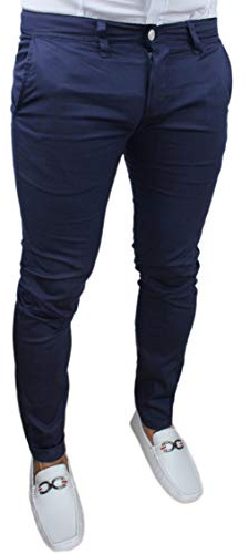 Pantaloni Uomo Battistini Jeans Sartoriali Casual Slim Fit Rosso Giallo Blu Grigio Nero Beige Marrone Aderente Estivo 100% Made in Italy Casual Eleganti in Cotone (50, Blu Scuro)