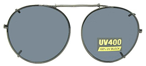 Semi Round Non Polarized Clip-on Sunglasses for Men & Women-Semi Round Shape Clip On Sunglasses For Eyewear (Pewter-Non Polarized Gray Lens, 48mm Wide x 46mm Height, Millimeters)