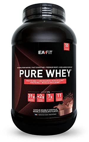 Proteine in Polvere Whey 2,2 g Gusto Doppio Cioccolato |30 g per Shaker Proteine | Whey Protein Concentrate e Isolate | BCAA + L-Glutammina + Taurina | Integratore per Massa Muscolare |Con 11 Vitamine