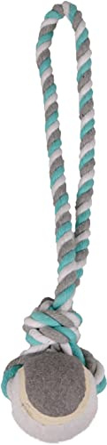 Flamingo Jouet Chien – Jim Corde à Tirer avec Balle de Tennis Vert Menthe – S 39×12,5×8,5 cm – Coton – Poignée – Soin Dentaire