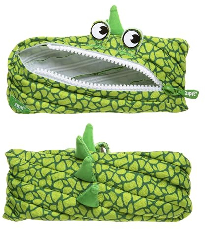 ZIPIT Dino Federmäppchen für Jungen, Großes Mäppchen für die Schule, Monster Etui für Kinder, Federmappe Grün