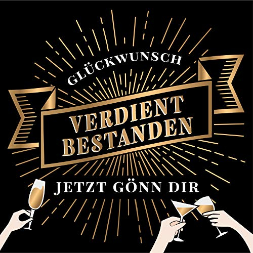 Generisch Flaschenetikett verdient bestanden, Aufkleber, selbstklebend, Geschenk zum Bestehen der Prüfung, zum Abschluss, zum Führerschein, zum Studium, zum Abitur, zum Abitur, schwarz