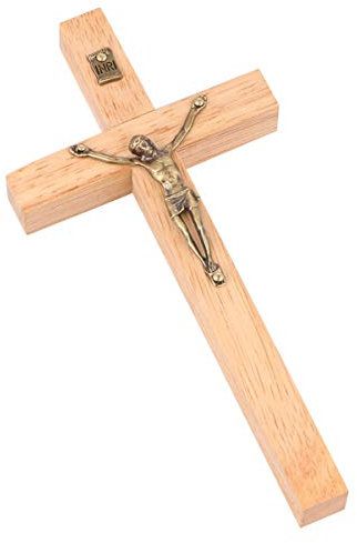 BESPORTBLE Jésus-Christ Croix Statue Crucifix Croix Sculpture Ornements pour Rustique Bois Catholique Chrétienne Décorations pour La Maison Bois Couleur
