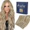 Fshine Clip in Extensions Echthaar, Aschblond Hervorgehobenes Goldblond 35cm 120g 7 Stücke Hair Extensions Clip in Echthaar Voller Kopf Farbe 16P22