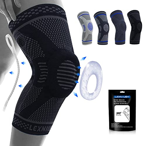 Professional Knee Support for Men/Women, Anti Slip Knee Brace Compression Sleeve with Patella Gel Pads & Side Stabilizers for Arthritis,Knee Pain,Meniscus Tear,ACL,Running,Sports,Joint Pain Relief