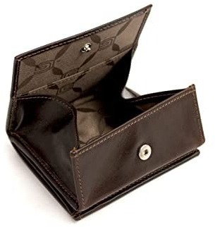 GIUDI ® Geldbörse Herren Klein Wiener Schachtel Hochformat Rindsleder (Dunkelbraun)