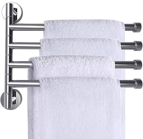 Virsus Portasciugamani da Bagno a Muro in Acciaio Inox Cromato 139-3, misura 38x23 cm, Porta Salviette da Parete, Supporto a Barre Girevoli, Accessori per il Bagno (4 Barre)