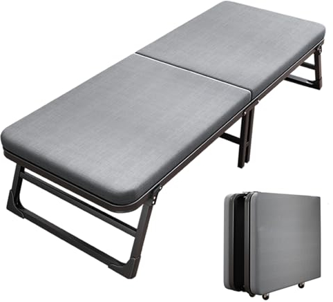 YVYKFZD Campingbett Feldbett für Erwachsene, Feldbett Klappbar, tragbare Campingliege mit Matratze, Spinnerrädern, extra breit, robust, strapazierfähig, hält bis zu 661 Pfund (Size : 190x80x36cm)