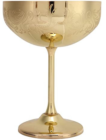 Eujgoov Copa de Champán de Metal 304, Copa de Metal Copa de Champán de Metal Copa de Vino Tinto de Acero Inoxidable Copa para Mantener el Vino Fresco Copa Grabada para Fiesta de Bar Copa