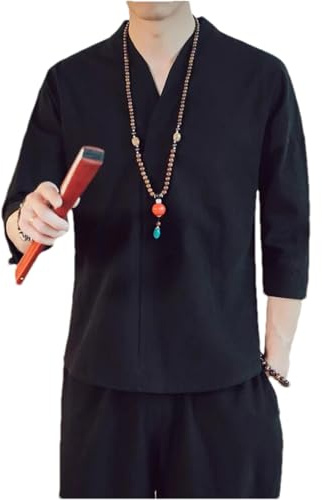 Kimono japansk stil män kort halvärm bomull andningsbar skjorta japansk sommar Yukata fjäder stickad cardigan
