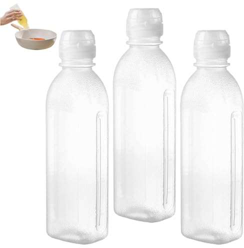 3 Stück Squeeze Flasche, Ölflasche Plastik 300ML, Öl Flaschen Essig Öl Flasche PP5, Transparente Plastik Quetschflasche mit Kappen, Kein Leck Condiment Flaschen, für Saucen Essig Ketchup BBQ