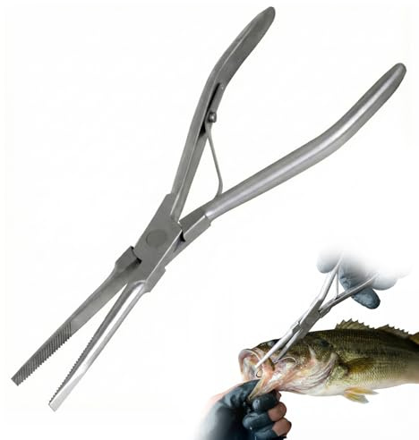 YNR Fish Long Nose Pliers - Fishing Tweezers Clamps, Flat Nose Pliers, Seafood Preparation Tool Kitchen, Cooking Dining, Perfect for Any Fish | 18cm