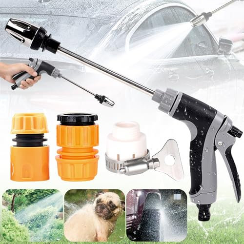 dcas Turbo Washer Para Manguera De Jardín, Flujo De Agua Ajustable Boquilla De Alta Presión, Pistola De Riego De Alta Presión Para Jardín, Turbo Washer, Pressure Washer For Garden Hose (3 Conectores)