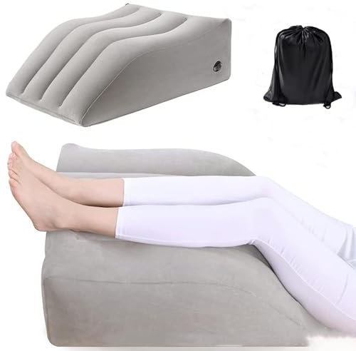 Laluky Leg Elevatio-n, cuscino gonfiabile per gambe, cuscino per poggiapiedi, cuscino di supporto per letto, cuscino in schiuma per gonfiore circolazione, gonfiore e fastidio al ginocchio (grigio)