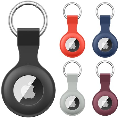 【5 stycken】Wanme fodral för Apple AirTag hänge med nyckelring, AirTags silikon bärbar nyckelring skydd, skyddsfodral för Apple AirTag Case Tracker (5-pack H)