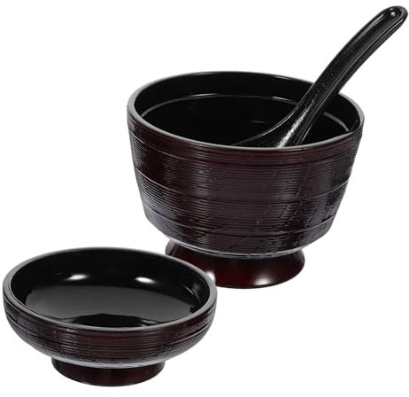 Garneck Set 2 Ciotole Di Zuppa Giapponese Con Coperchio e Cucchiaio Ciotole Di Riso in Stile Giapponese in Plastica Resistente Alte Temperature Ristoranti Sushi e Uso Quotidiano