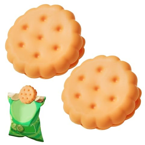 Food Storage Clips,2 Pack Snack Bag Clips | Household Food Preservation, Storage Gadgets Cookie Shaped for Home Kids Adults Travel Indoor