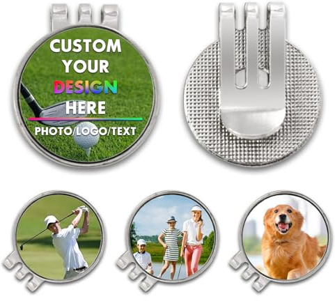 Personalised Golf Ball Marker Hat Clip - Magnetic Custom Photo/Name Ball Marker Set - Premium Engraved Gift For Golfers (Father'S Day, Retirement)