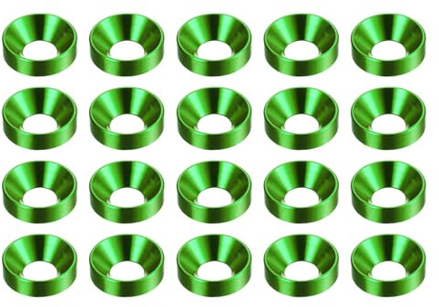 QUARKZMAN 20pcs Rondelle Fraisée M5 Alliage D'aluminium Anodisé Vert | Rondelles De Finition, Joints De Vis Pour Pièces D'accessoires Mécaniques