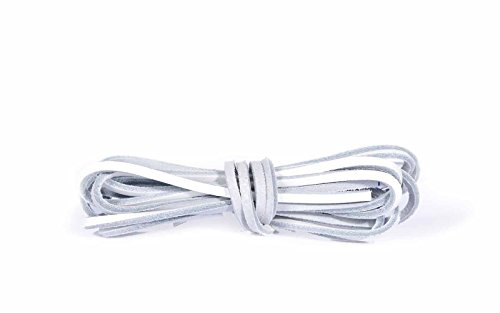 Kaps Lacci in Pelle, 100% Pelle Genuina di Alta Qualità, Fatti in Europa (140 cm -da 8 a 10 paia di asole / 01 - bianco)
