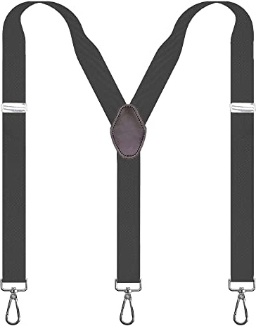 SupSuspen Y-Back Suspenders 1.4'' Heavy Duty Braces&3 Swivel Hooks on Belt Loops