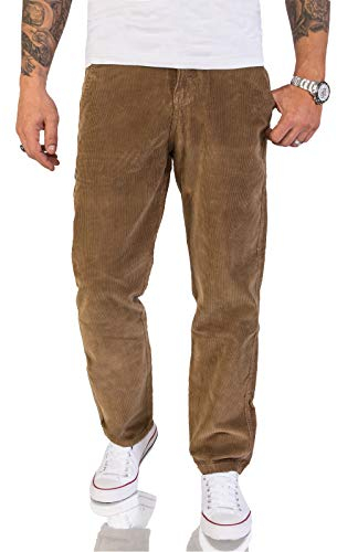 Rock Creek Herren Cord Hose Regular Fit Chino Hose Klassische Hosen Herrenhose Straight Cut Chinos Herren Cordhosen RC-2156 Dunkelbeige W38 L30