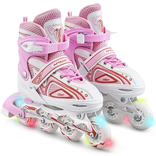 Apollo Super Blades, größenverstellbare Inline Skates für Damen und Kinder, Inliner für Erwachsene, Mädchen und Jungen in den Größen 31–42, LED Inline-Skates