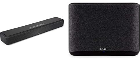 Denon Home 550 Compact Sound Bar for TV, Bluetooth Soundbar for Sound System, Dolby Atmos & DTS:X, Dolby Vision, HEOS Built-In, WiFi, Airplay 2, Alexa Built-In eARC, Black with Wireless Speaker