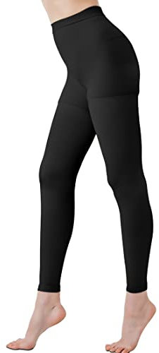 KINGJOZE Leggings a compressione medica da donna, 20-30 mmHg Collant a compressione per vene varicose, gonfiore, linfedema, Footless-Black, S