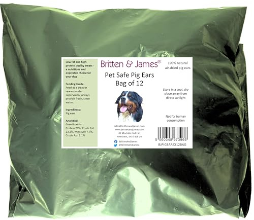 12 Large Pigs Ears for Dogs (Refill Bag) by Britten and James
